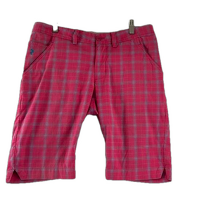 Peak Performance Pink Plaid Bermuda Length Golf Shorts